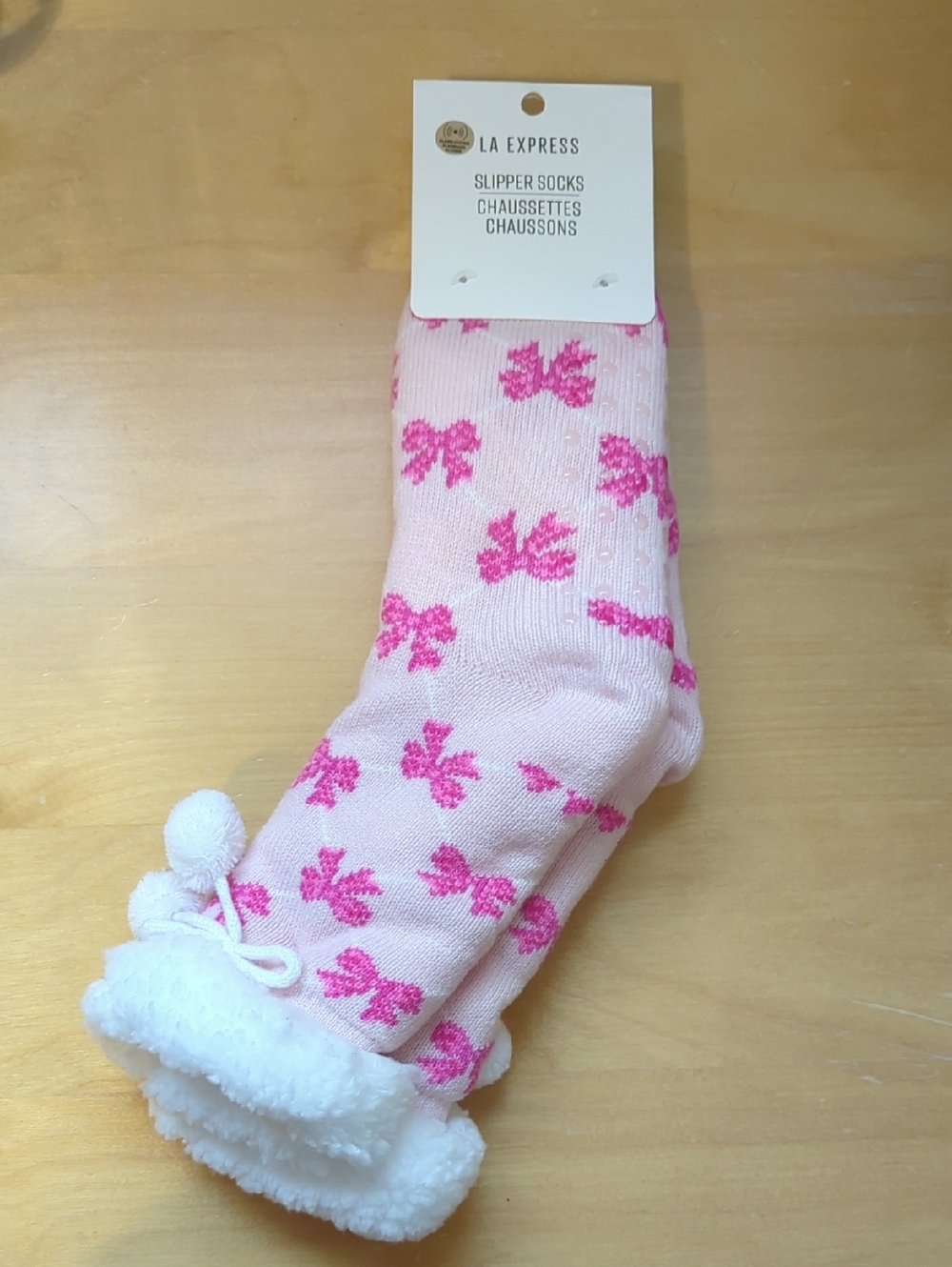 ⭐️ 5/ $25 Pink Bow Sherpa Cuff Slipper Socks new with tags